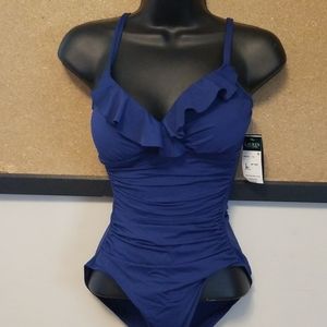 Polo Ralph Lauren blue one piece bathing suit sz 4